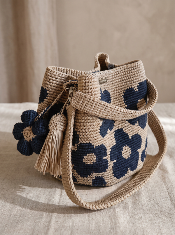 Hand-Crocheted Flower Tote Bag
